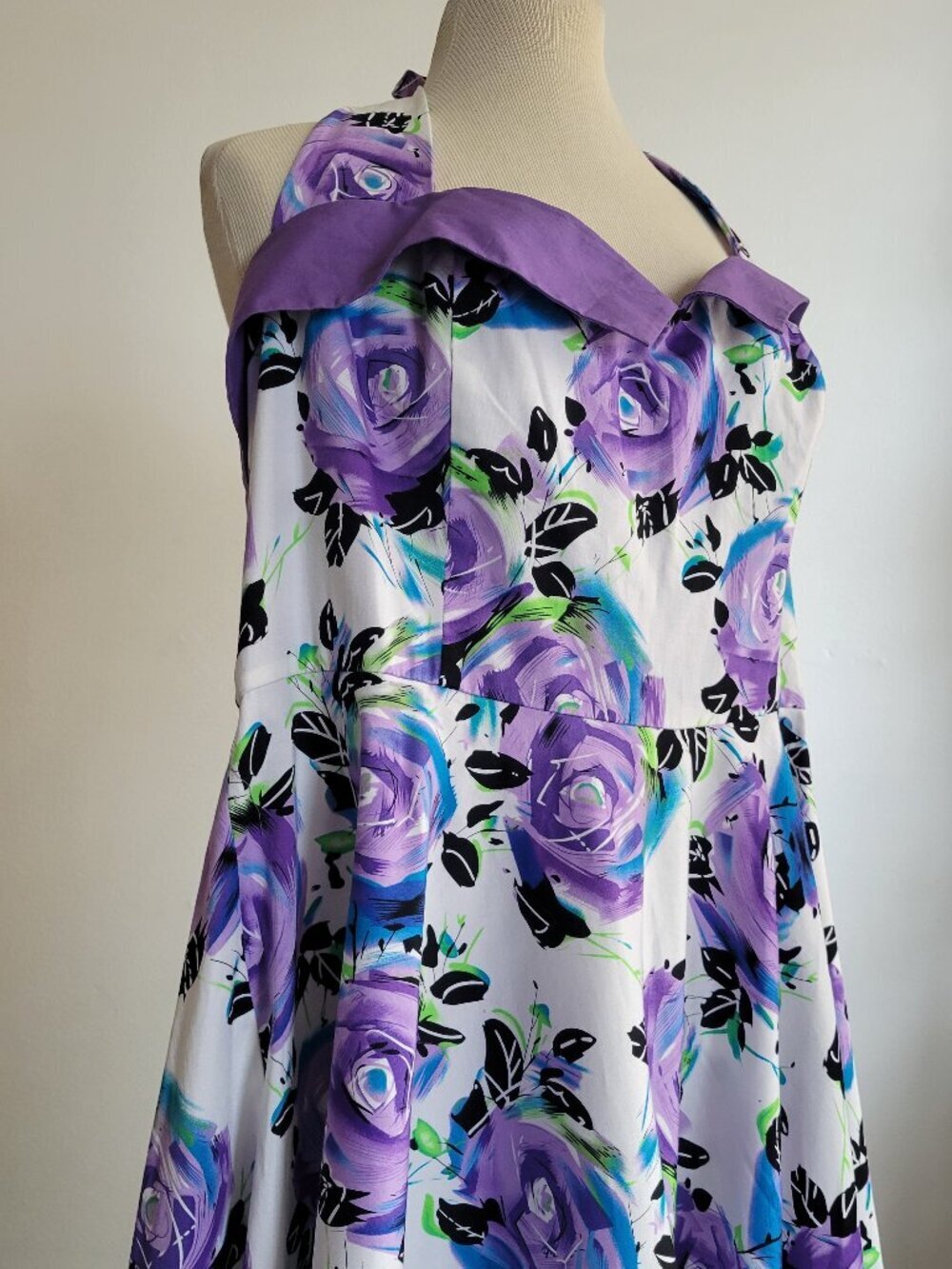 Tatyana Rosa Bella Retro Fifties Halter Purple Circle Dress (Size: 3XL)